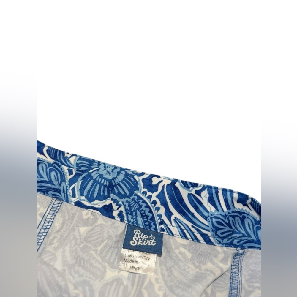 RipSkirt Hawaii Floral Print Skirt Beach Cover Up Lightweight Blue White L - Picture 4 of 5